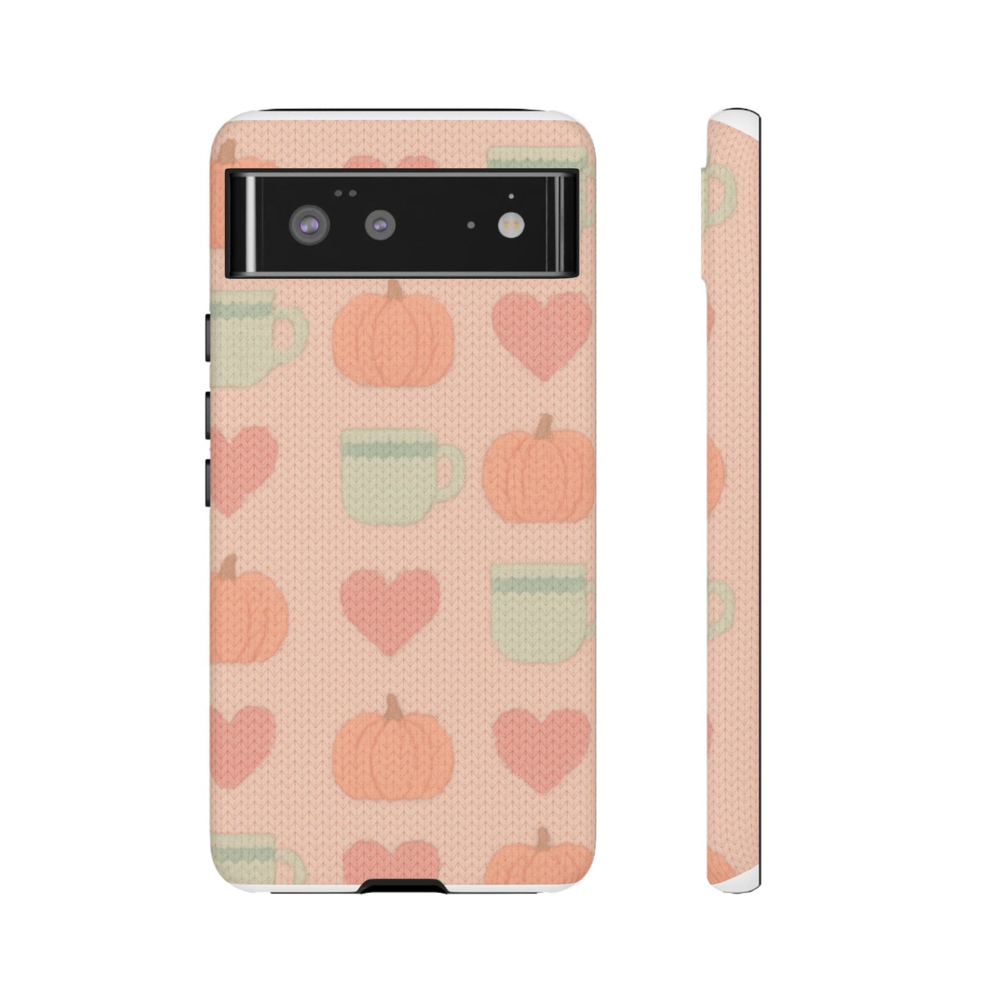 Autumn Cozy iPhone Case – Pumpkin, Heart & Coffee Cup Pattern - Shamo's