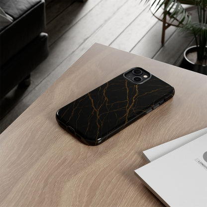 Black Marble Tough iPhone Case