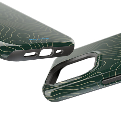 Topographic Green Magnetic Impact-Resistant iPhone Case | MagSafe compatible  Shamo's
