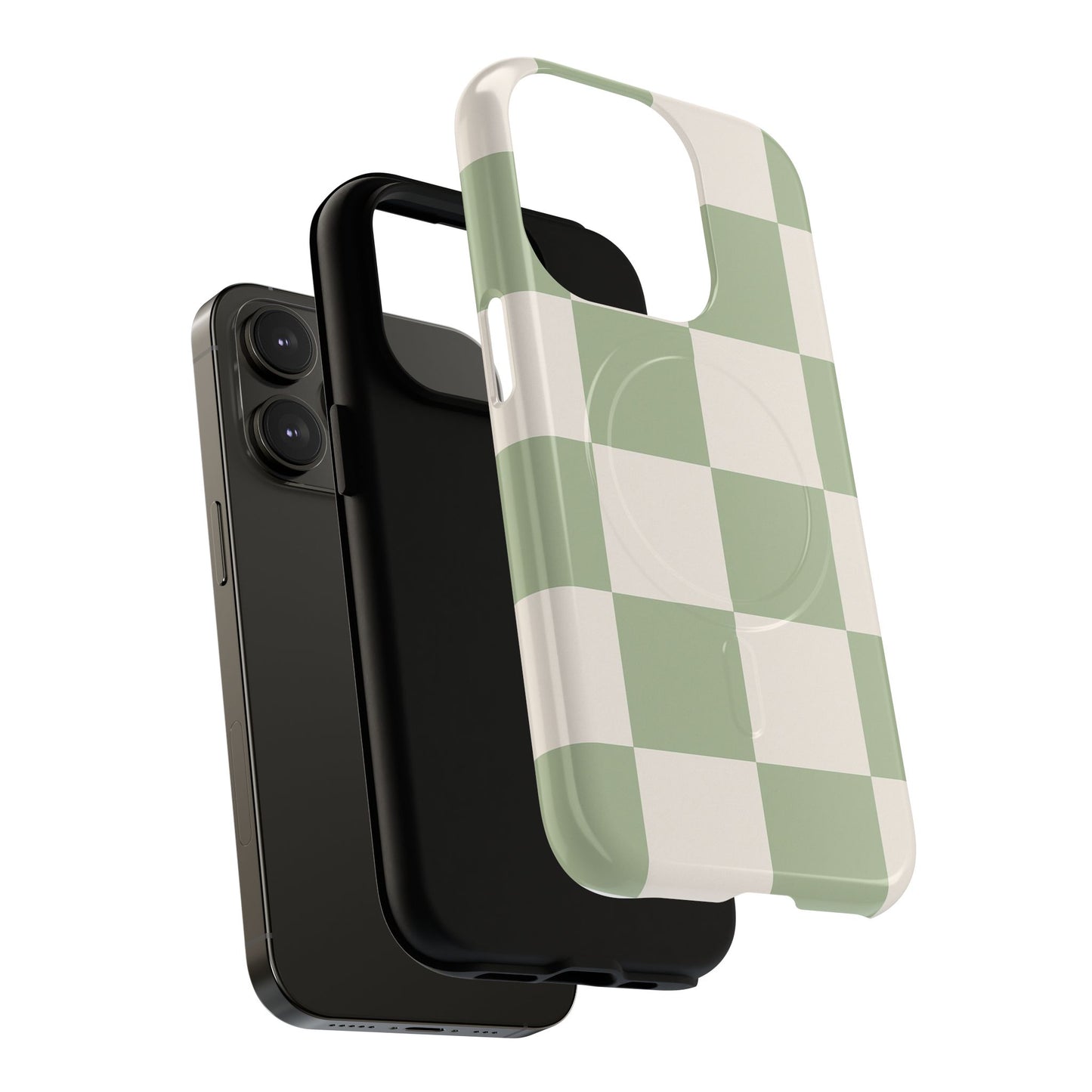 Sage Checkerboard Tough iPhone Case - Compatible with MagSafe