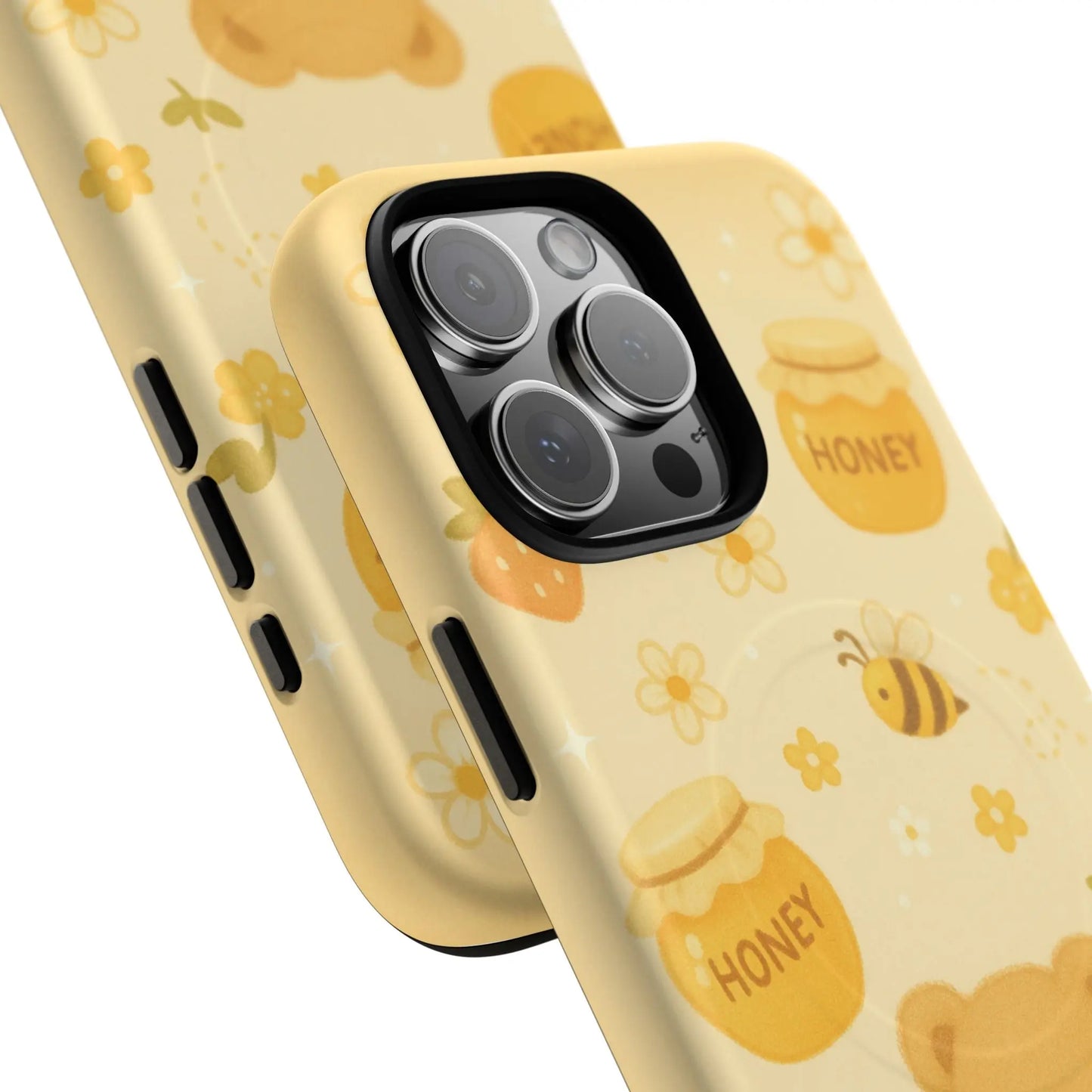 Cute Honey Teddy Bear iPhone Case — Yellow Bee & Honey Pot Design with MagSafe  Shamo's