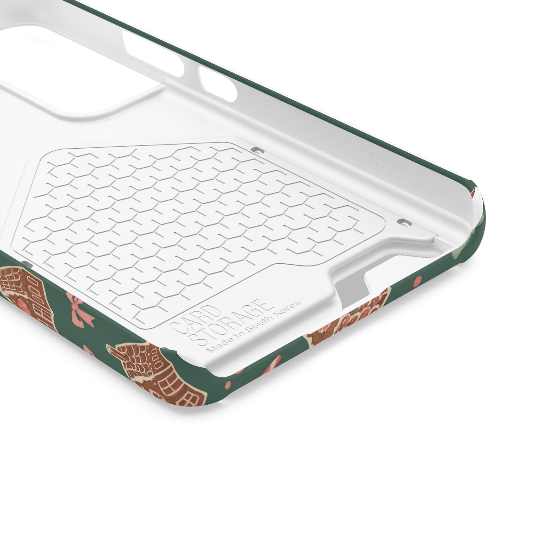 Holiday Gingerbread Phone Case with Card Holder — Festive Green Candy Cane Design  Shamo's