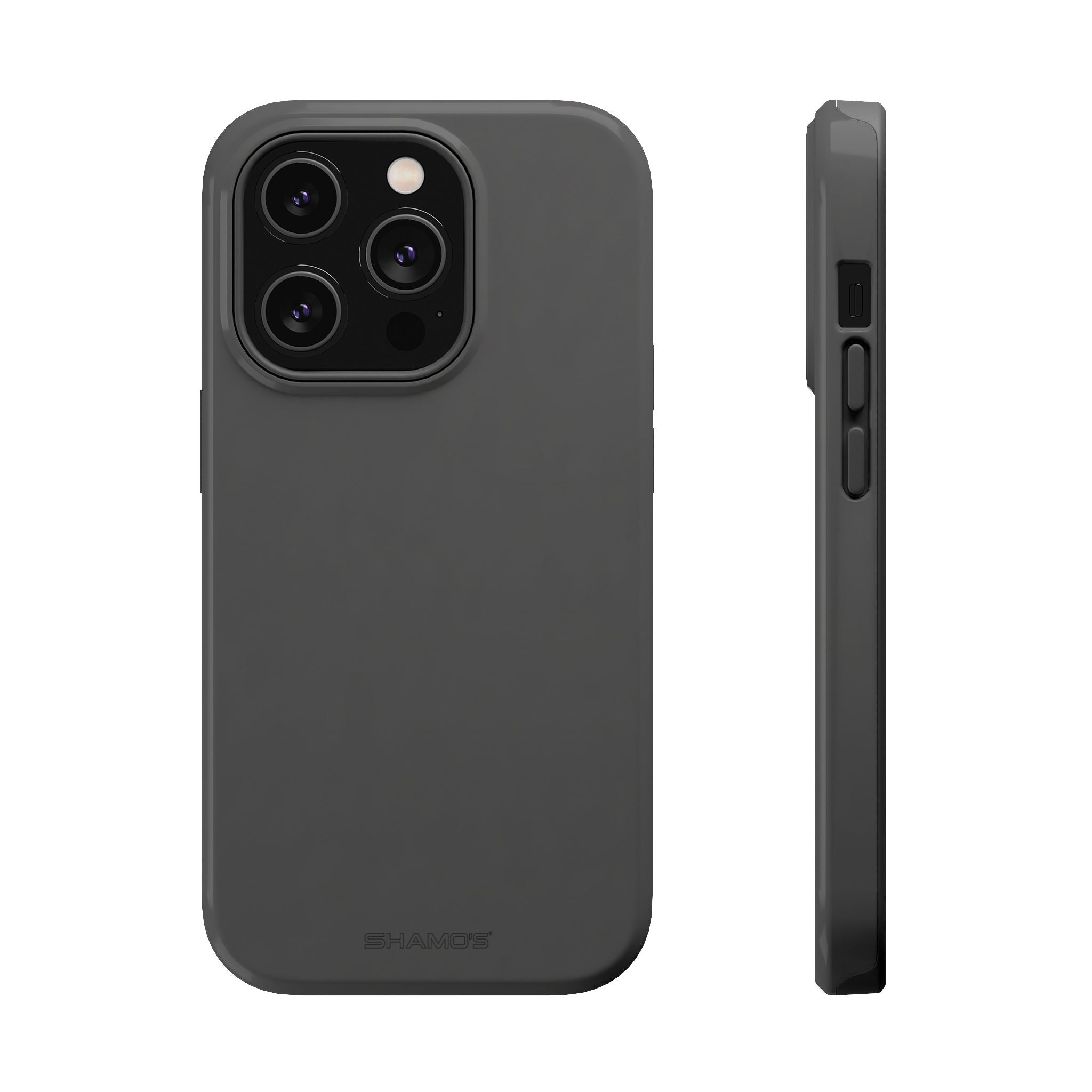 Charcoal Ink Black Solid Color Impact-Resistant iPhone Case | Slim Shockproof Magsafe-Compatible - iPhone 14 Pro / Glossy - Shamo's