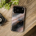 Marbled Black & Rose Gold Magnetic MagSafe Compatible Phone Case — Impact-Resistant