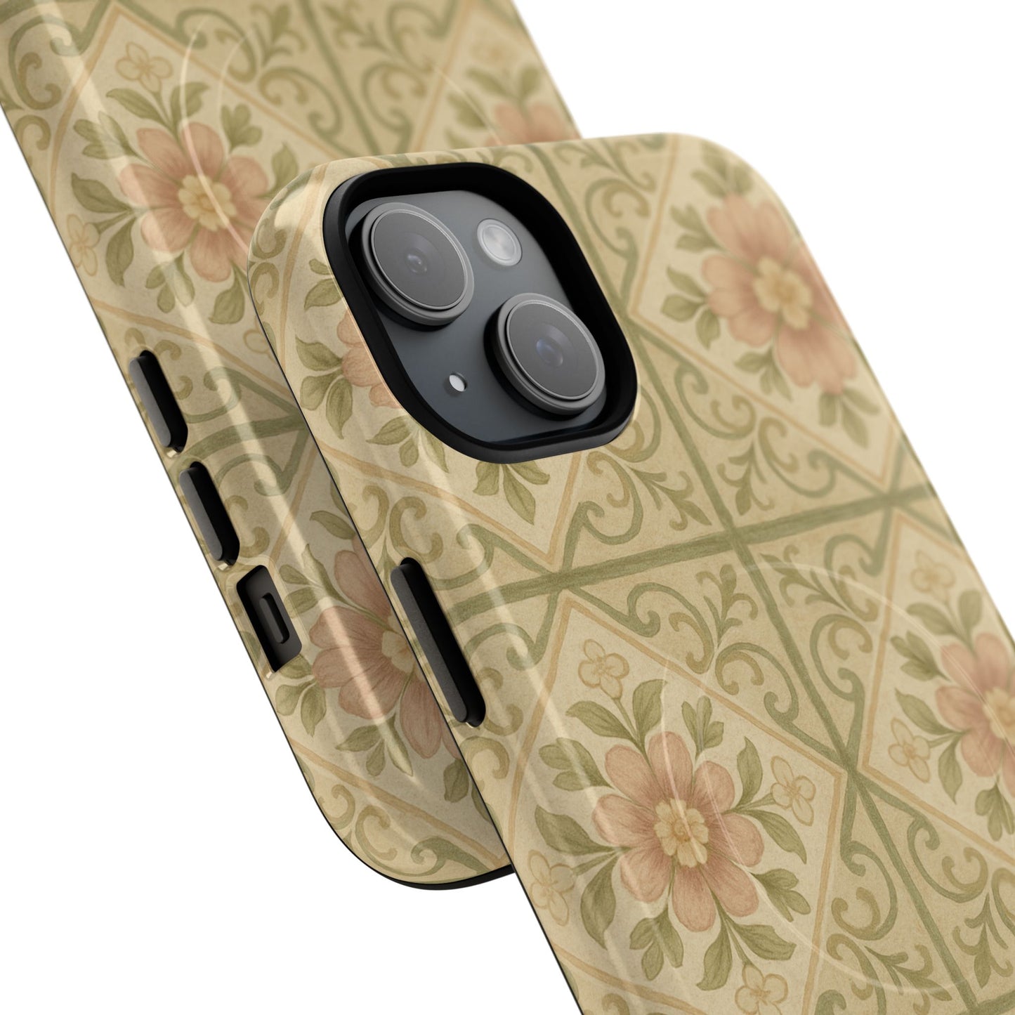 Vintage Rustic Foral Tiles iPhone Case | MagSafe