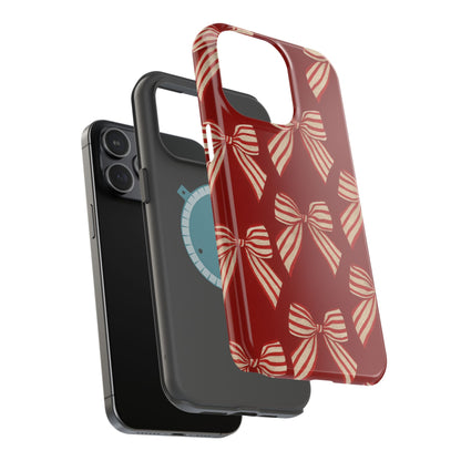 Holiday Red Bow iPhone Case — Impact‑Resistant iPhone Cover with MagSafe compatibility