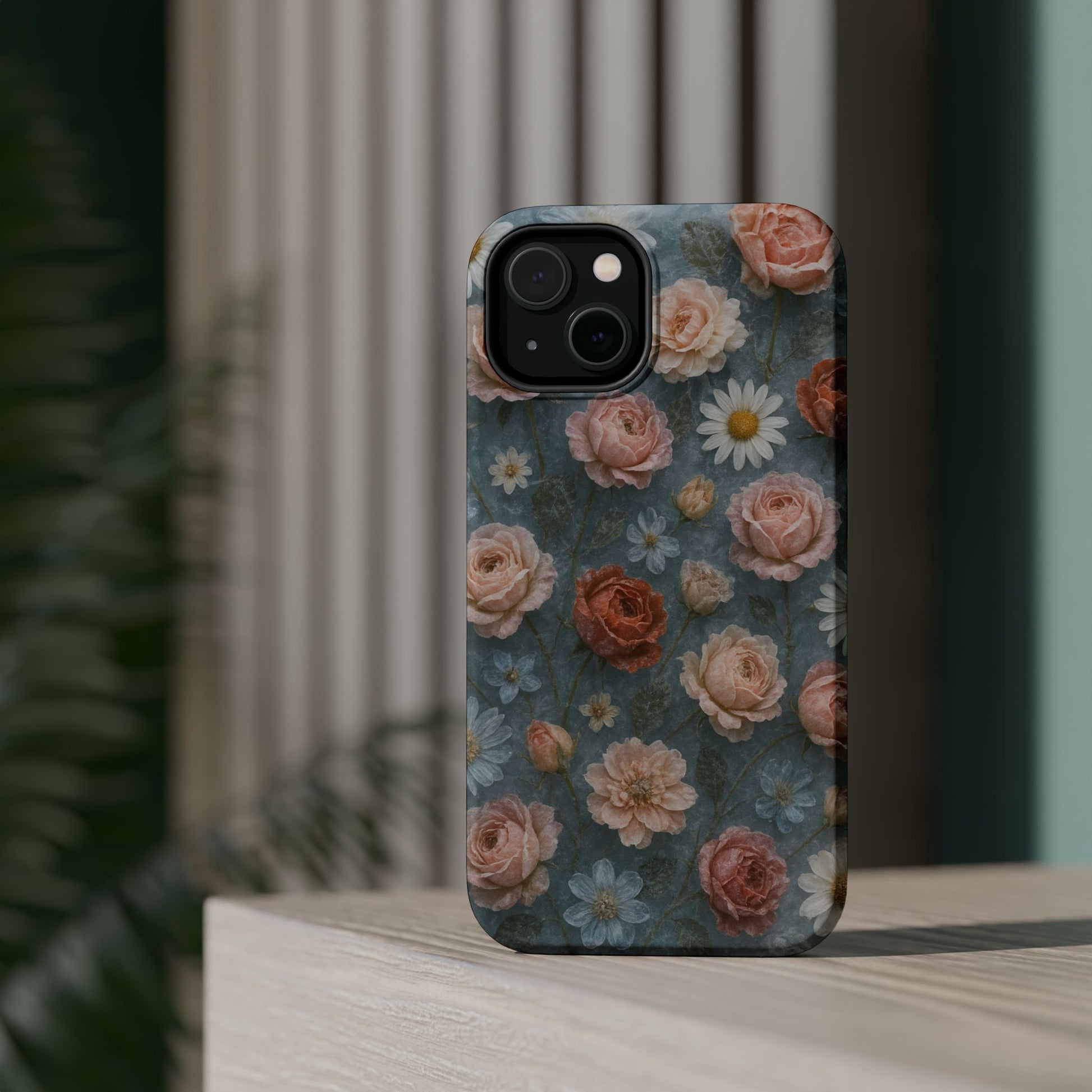 Frozen Floral Vintage Roses & Daisies iPhone Case with MagSafe compatibility  Shamo's