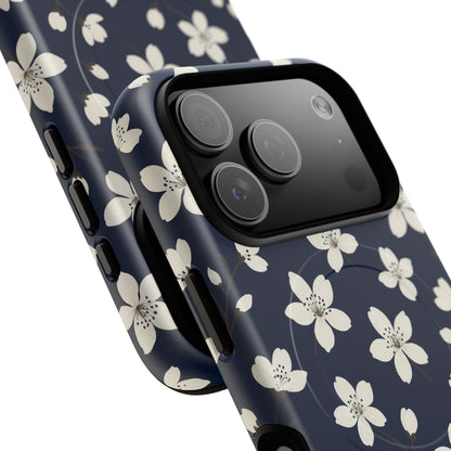 Navy Blossom Floral iPhone Case | MagSafe