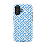 Preppy Blue Geometric MagSafe Compatible Impact Phone Case