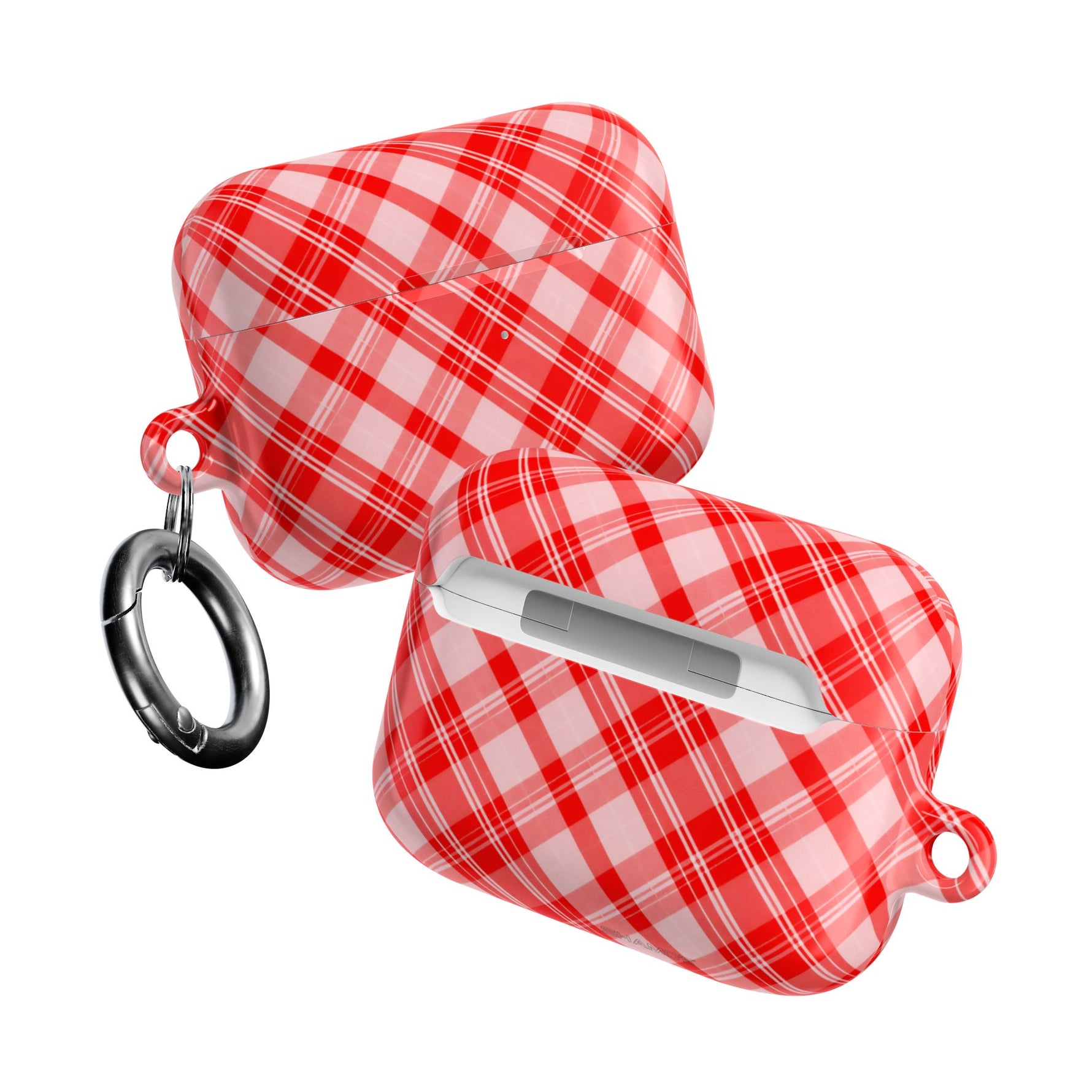 Red Plaid AirPod Case – Festive Check Pattern Protective Cover