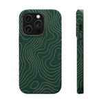 Topographic Green Magnetic Impact-Resistant iPhone Case | MagSafe compatible