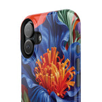 Electric Paradise MagSafe Phone Case – Cobalt Floral & Coral Waves | Glossy