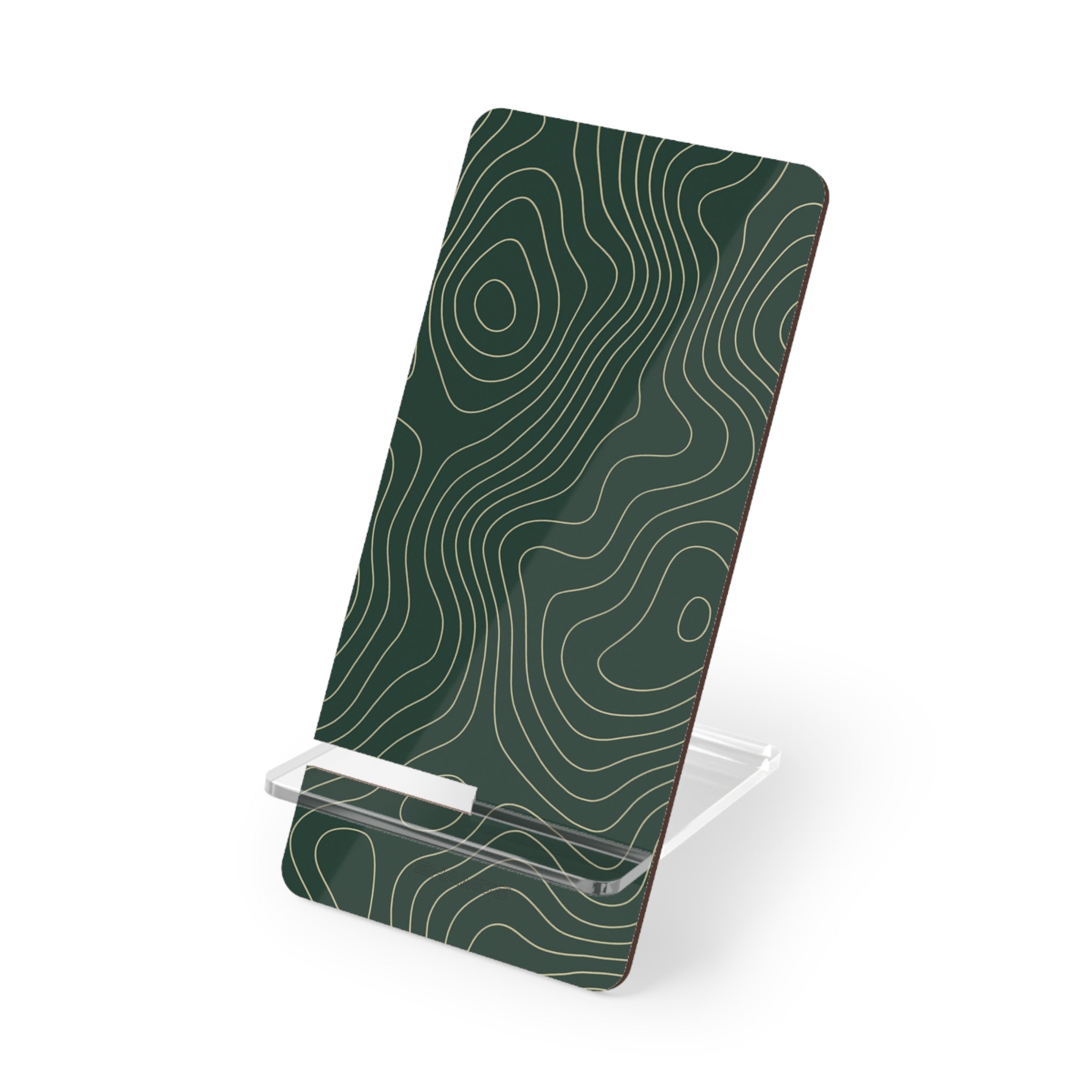 Acrylic Phone Stand with Topographic Green Design, Foldable Mobile Display Stand for Smartphones
