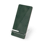 Acrylic Phone Stand with Topographic Green Design, Foldable Mobile Display Stand for Smartphones
