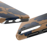 Navy Floral Tough iPhone Case — Durable Protective Case with Blue Flowers on Kraft Background  Shamo's