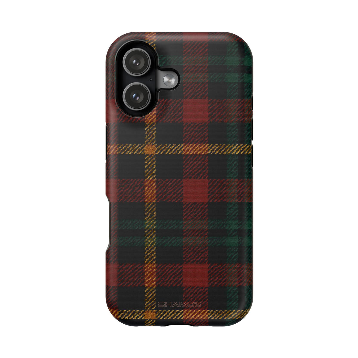 Funda para iPhone resistente a impactos con diseño de cuadros escoceses rojos y verdes con MagSafe
