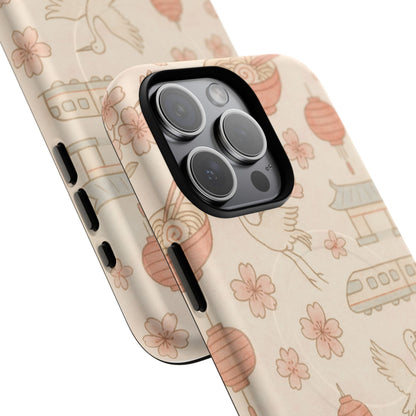 Japan Hand-Drawn Cherry Blossom iPhone Case with MagSafe
