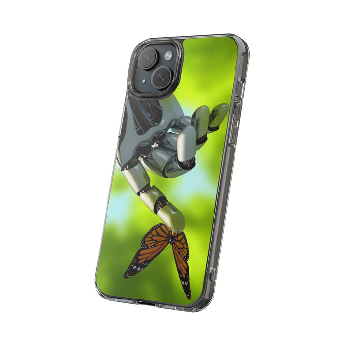 Clear Phone Cases with Robotic hand and Butterfly theme