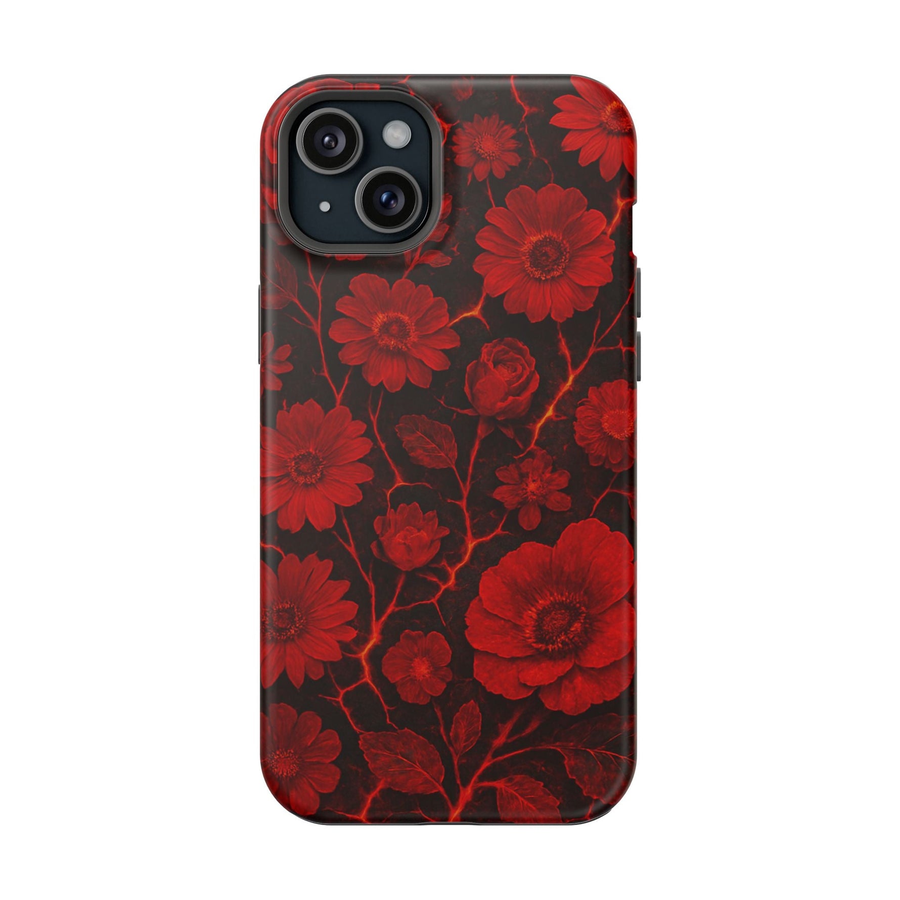 Melted Lava Dark Red Floral iPhone Case — MagSafe Compatible  Shamo's iPhone 15 Plus / Matte