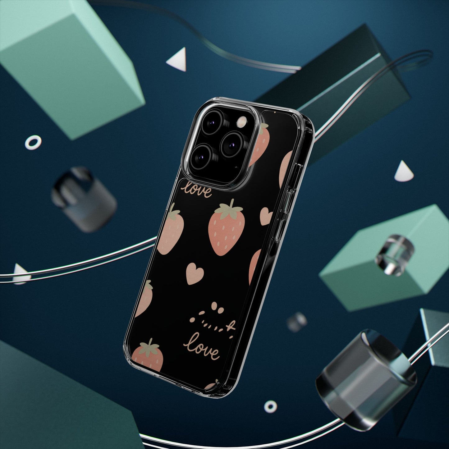 Sweet Love Strawberry Clear iPhone Case | MagSafe