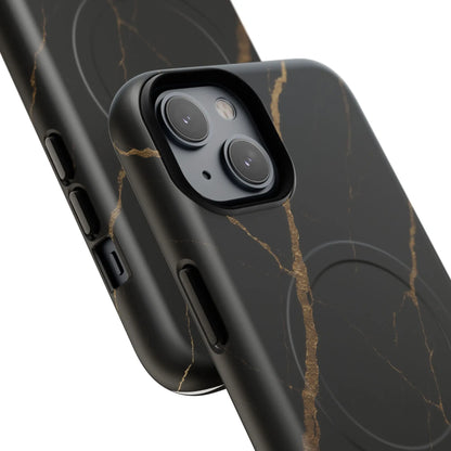 Black & Gold Marble iPhone Case with MagSafe