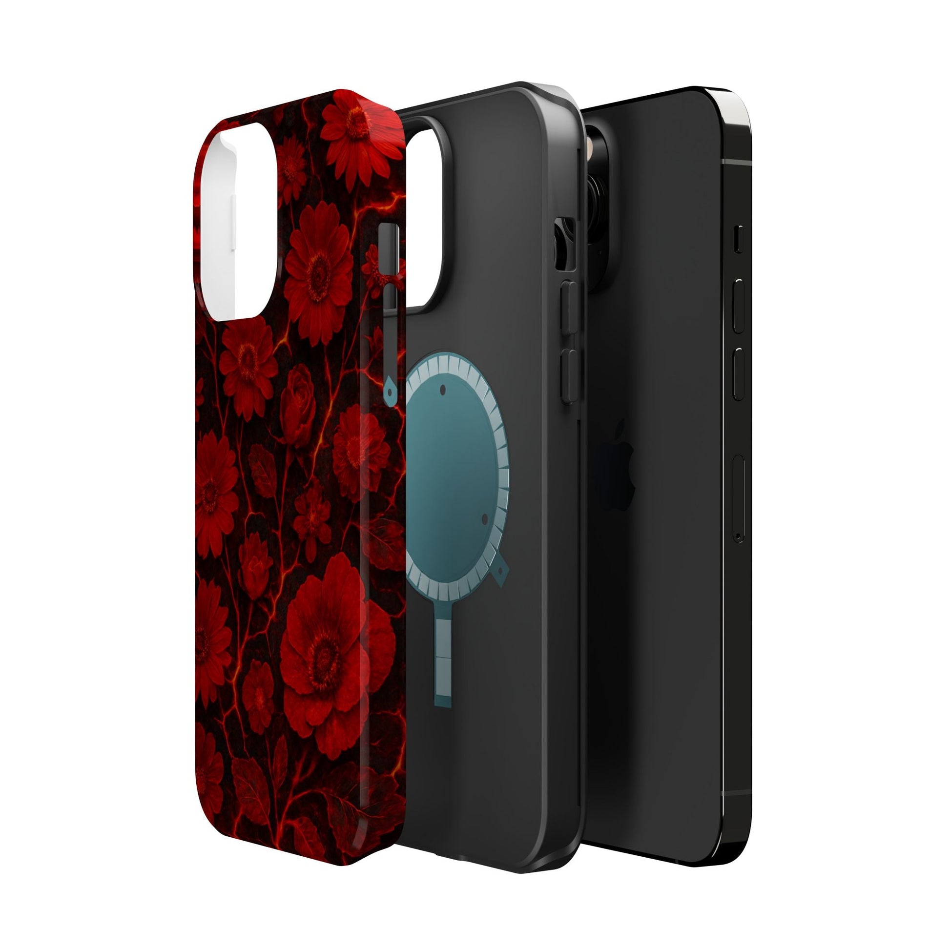 Melted Lava Dark Red Floral iPhone Case — MagSafe Compatible  Shamo's