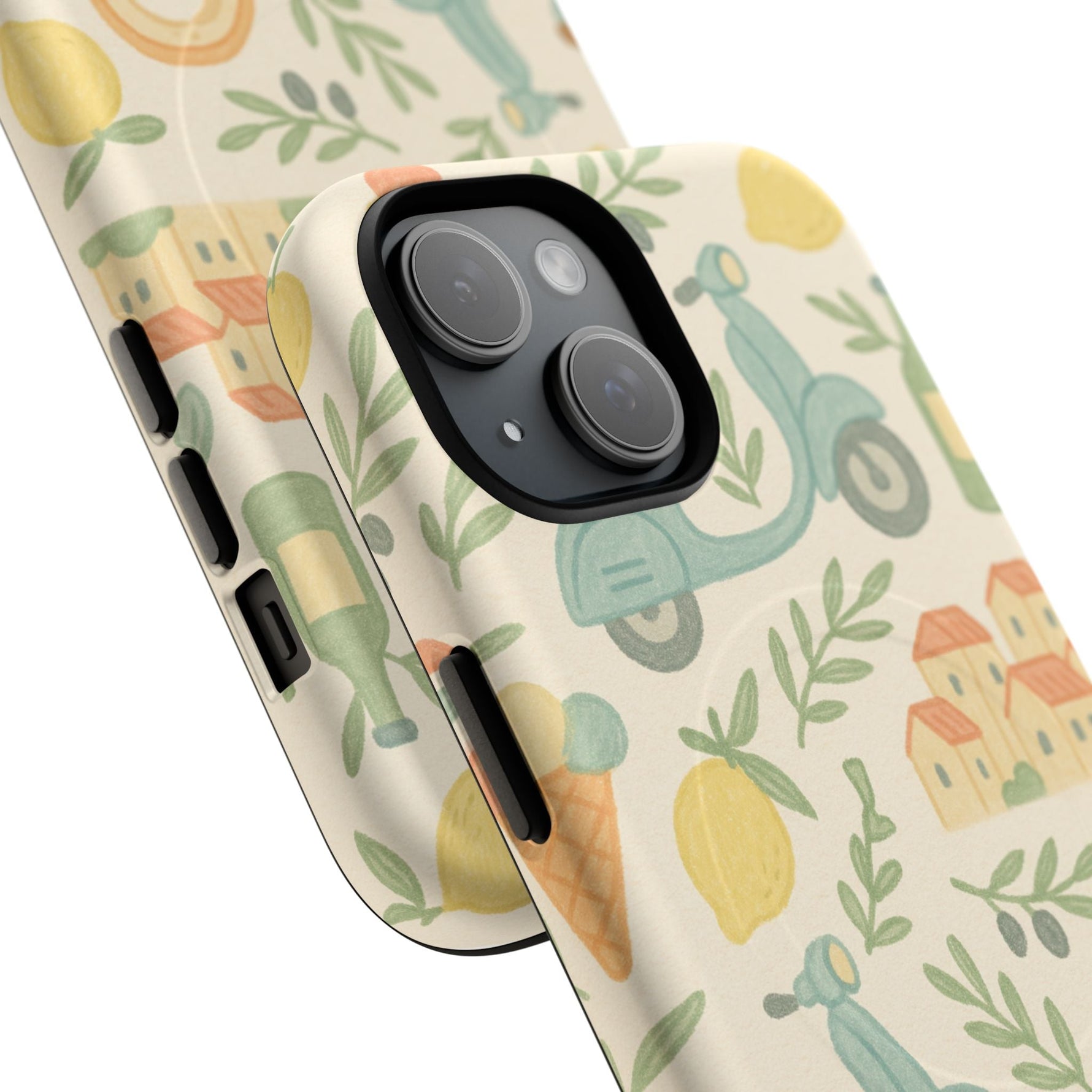 Italian Summer Drawing  iPhone Case — Lemon & Vespa Pattern Tough MagSafe Case  Shamo's