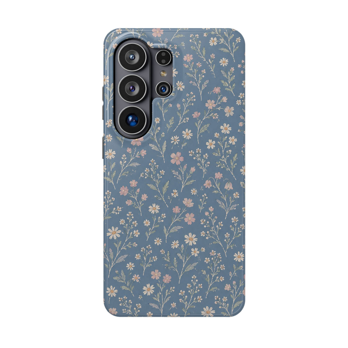 Denim Wildflowers MagSafe Phone Case, glossy Samsung Galaxy S26 Ultra, rear view