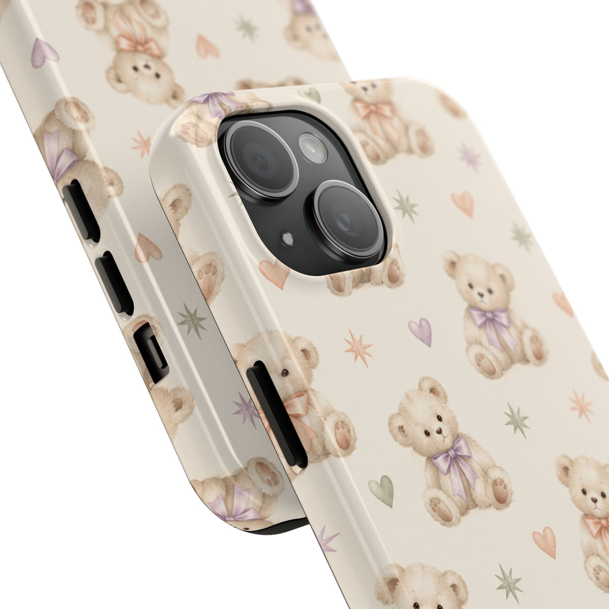 Cute Pastel Bear Impact Phone Case | Heart & Star Kawaii Pattern