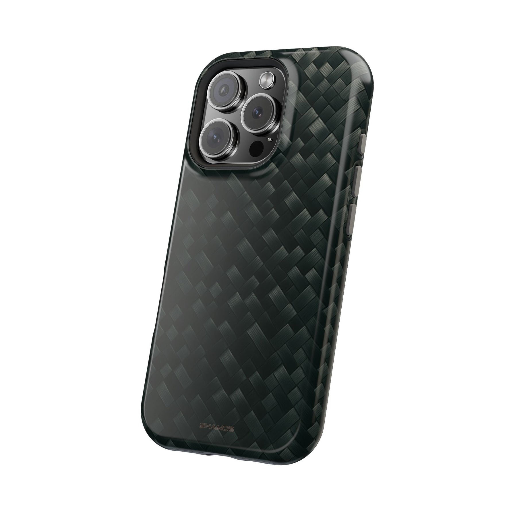 Dark Carbon Fiber Texture Magnetic Impact-Resistant iPhone Case | MagSafe compatible - iPhone 17 Pro Max / Glossy - Shamo's