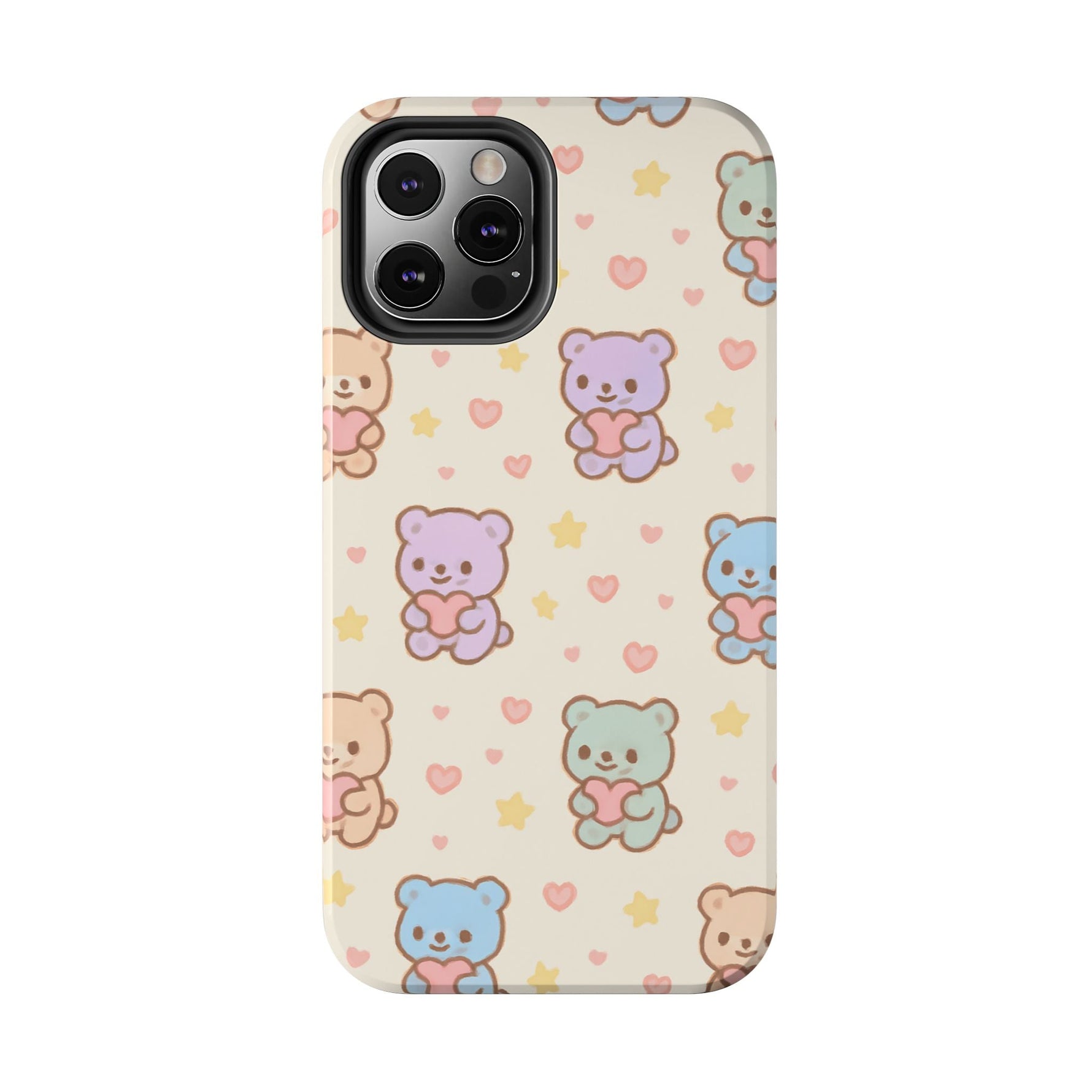 Cute Pastel Bear Impact Phone Case | Heart & Star Kawaii Pattern  Shamo's