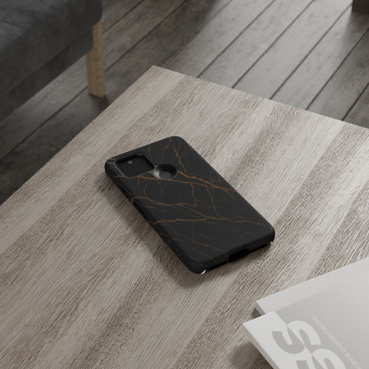 Black Marble Tough iPhone Case