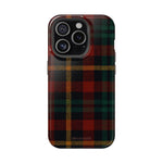 Funda para iPhone resistente a impactos con diseño de cuadros escoceses rojos y verdes con MagSafe
