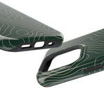 Topographic Green Magnetic Impact-Resistant iPhone Case | MagSafe compatible