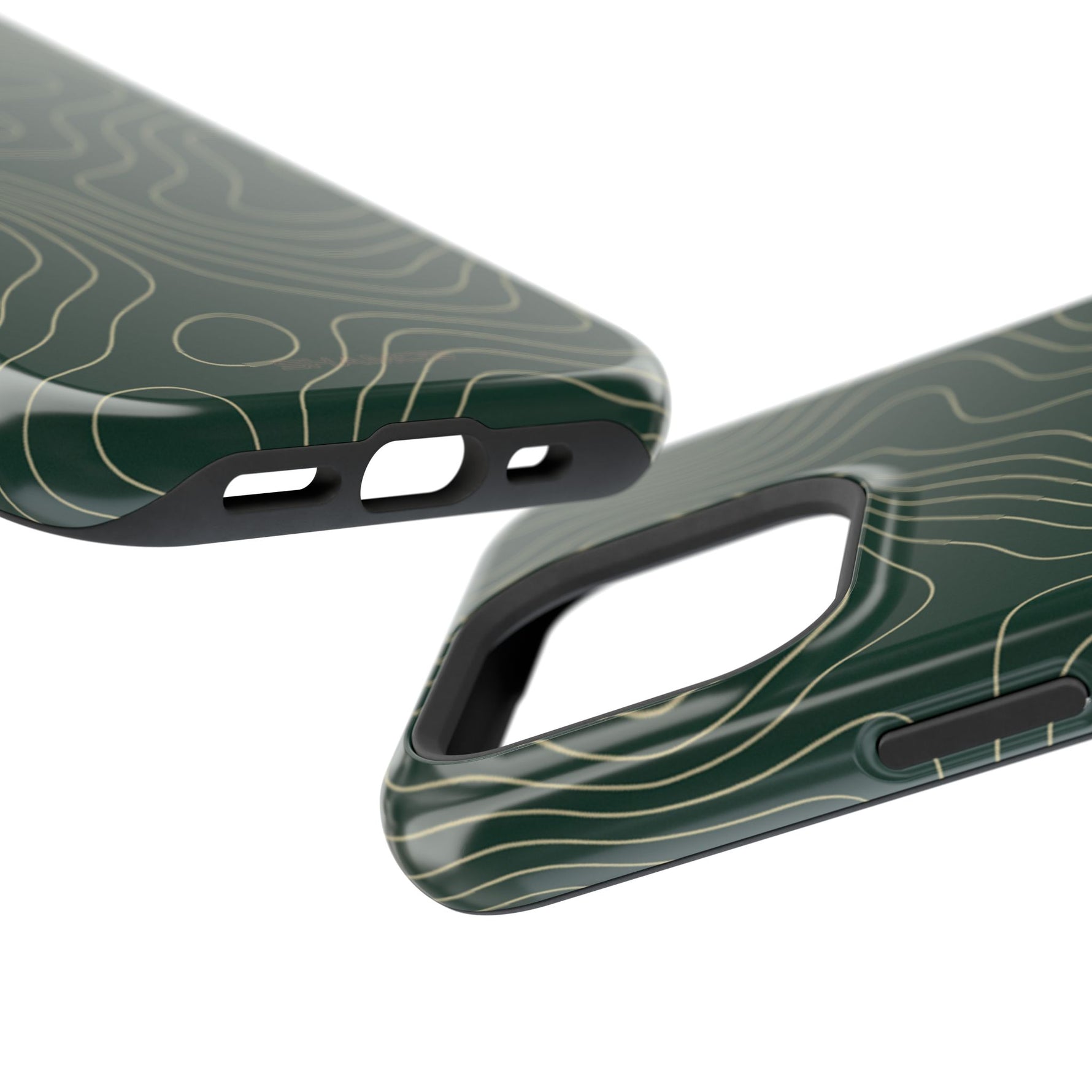 Topographic Green Magnetic Impact-Resistant iPhone Case | MagSafe compatible