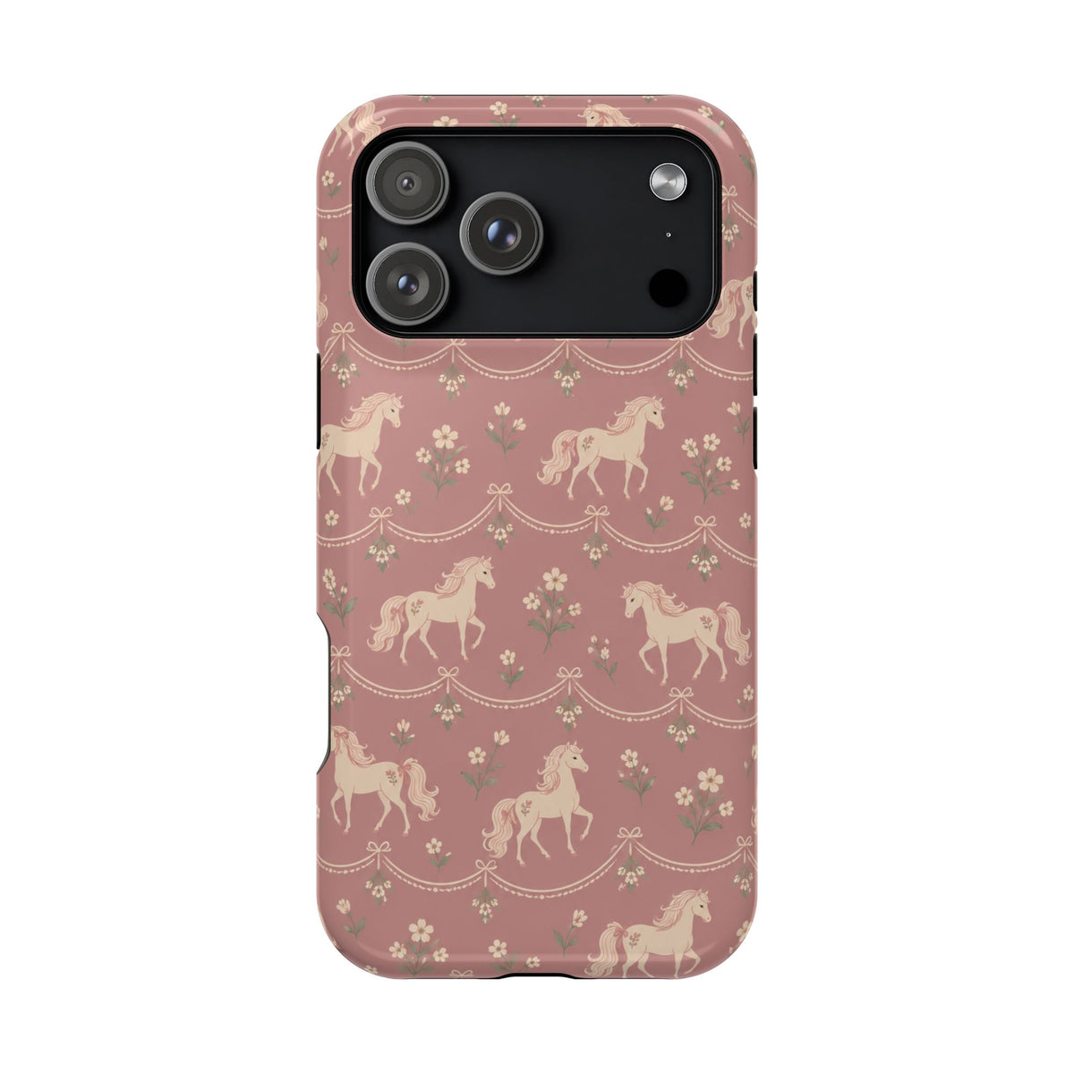 Rose Ponies MagSafe Phone Case, glossy iPhone 17 Pro Max, rear view