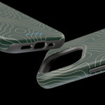 Topographic Green Magnetic Impact-Resistant iPhone Case | MagSafe compatible  Shamo's