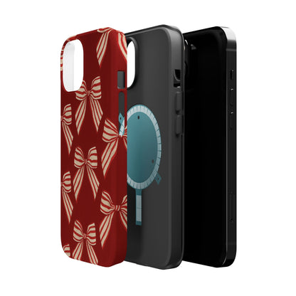 Holiday Red Bow iPhone Case — Impact‑Resistant iPhone Cover with MagSafe compatibility