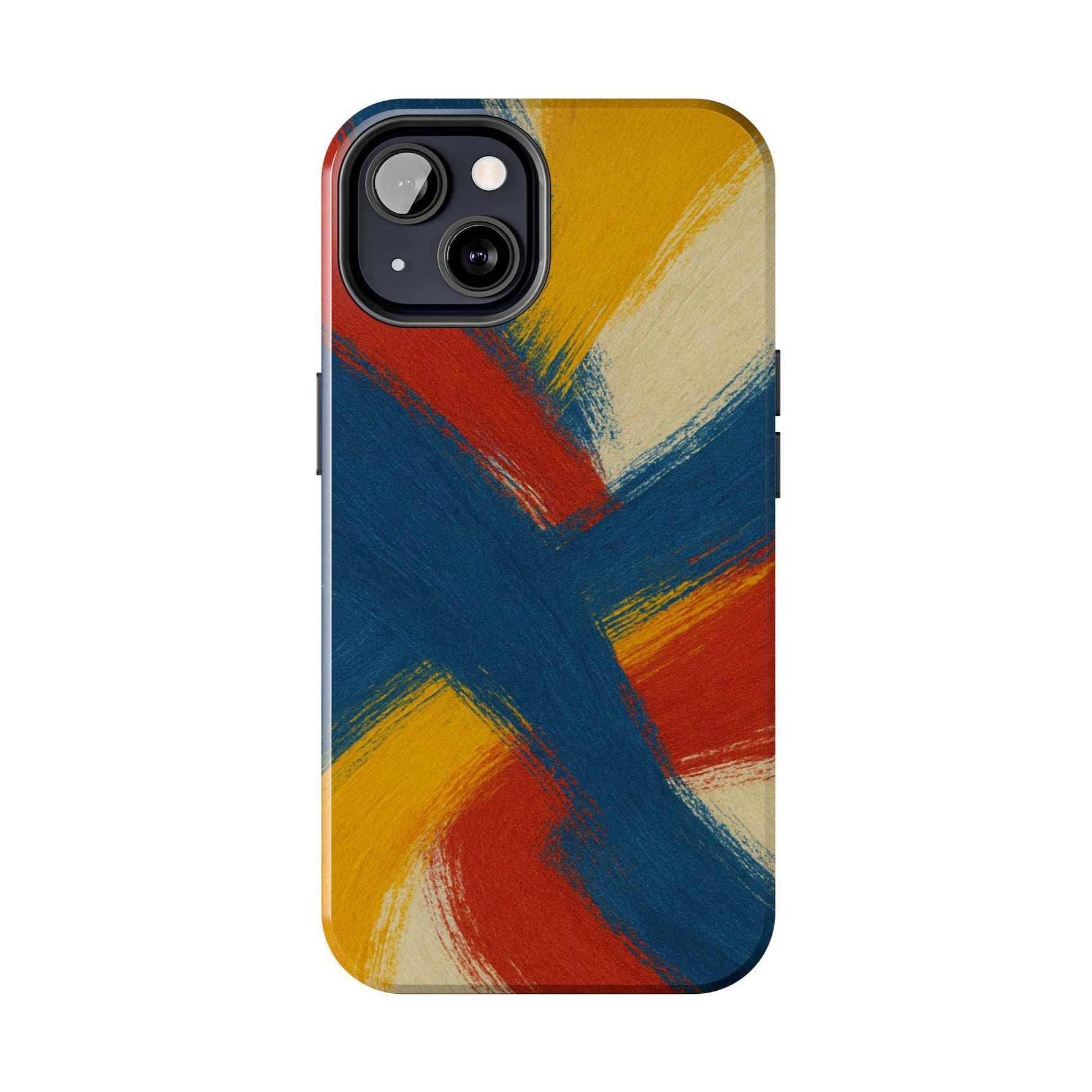 Abstract Brushstroke Tough Phone Case — Colorful Red, Blue & Yellow Protective Cover  Shamo's