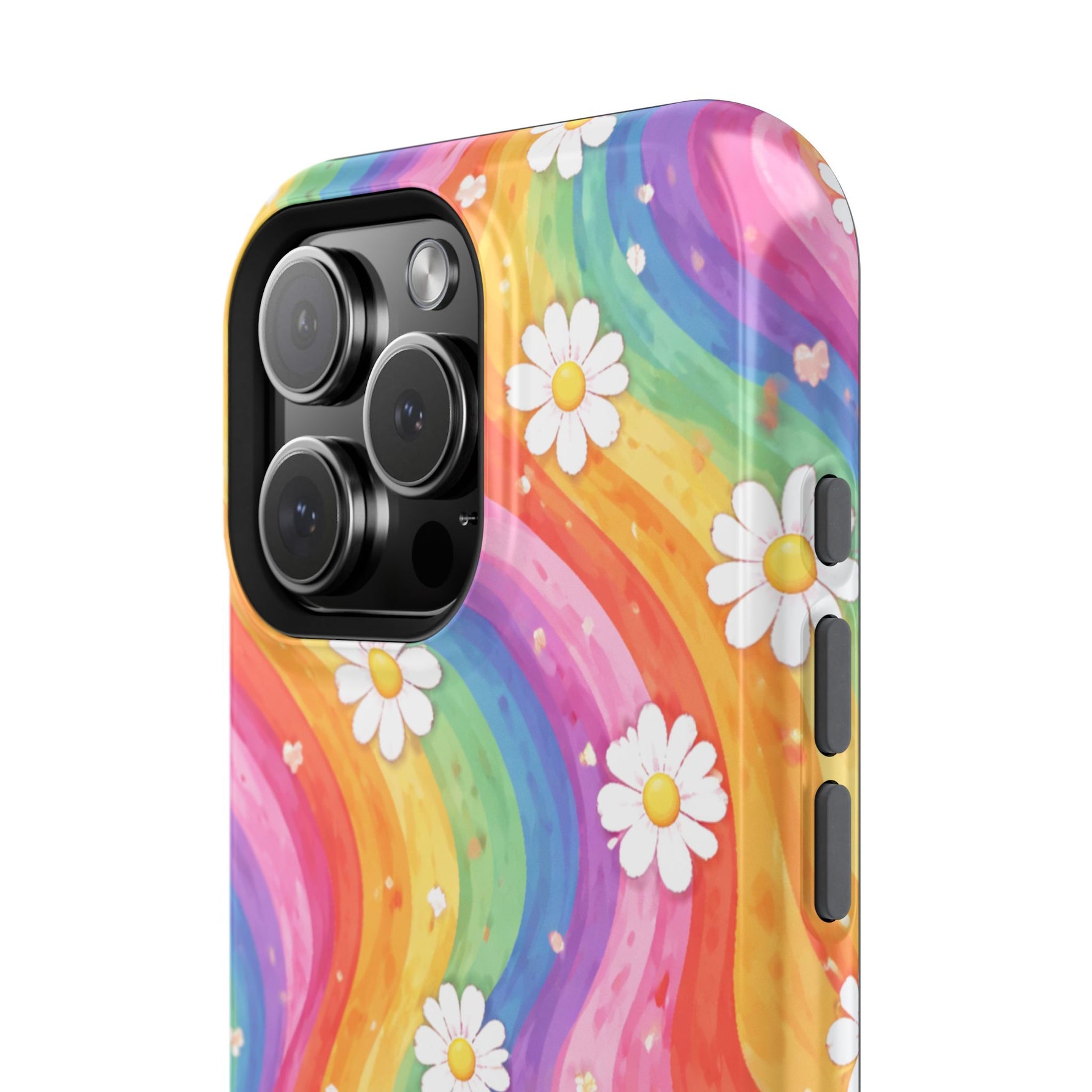 Rainbow Daisy Magnetic Impact-Resistant Phone Case with MagSafe Compatibility - iPhone 17 / Glossy - Shamo's