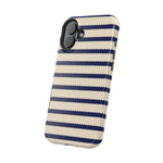 Navy & Cream Ribbed Holiday Sweater Design iPhone Case with MagSafe compatibility  Shamo's