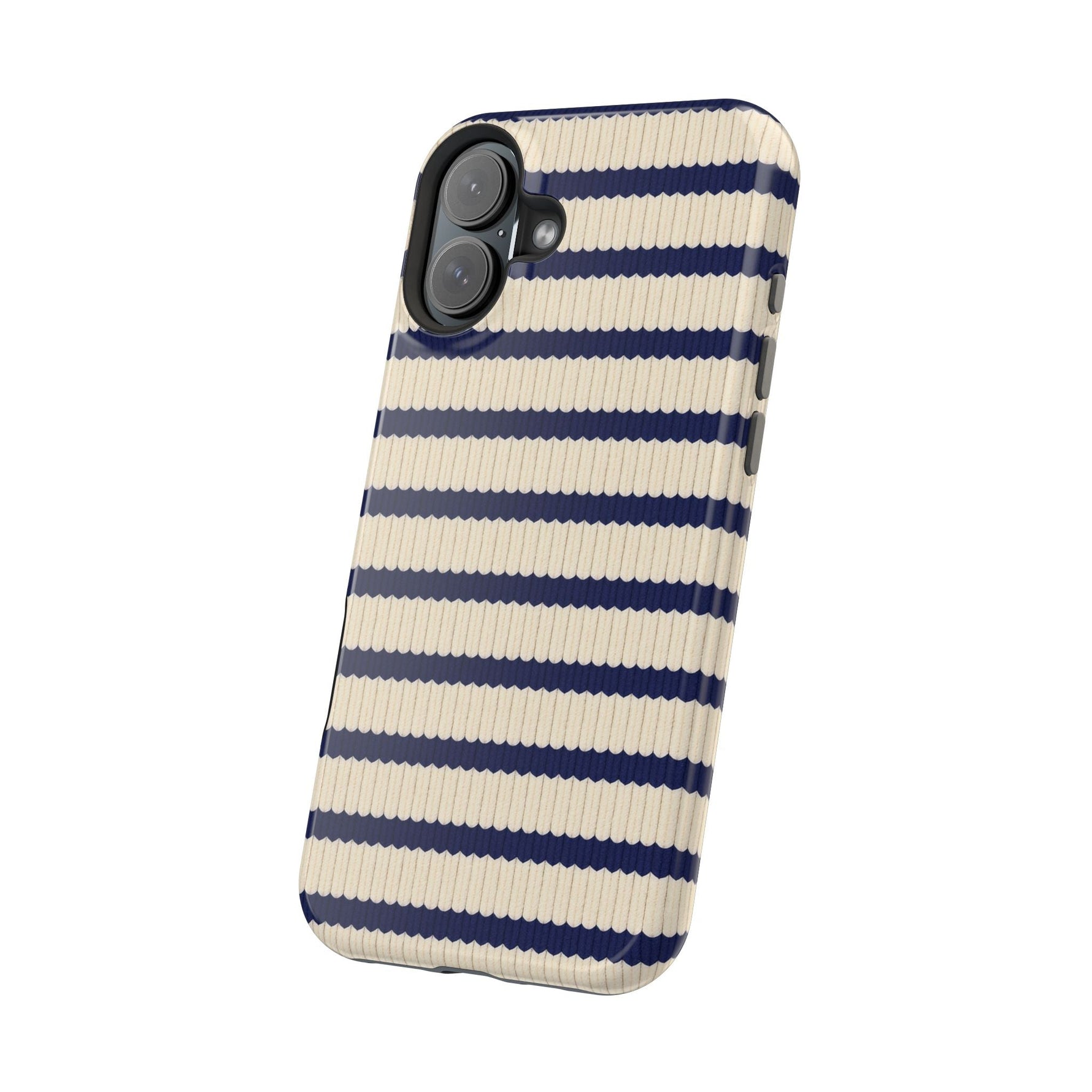 Navy & Cream Ribbed Holiday Sweater Design iPhone Case with MagSafe compatibility  Shamo's