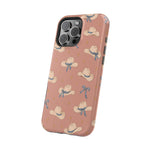 Ribbon Rodeo – Cowgirl Hat and Bow MagSafe Phone Case, Pink, glossy square triple-camera Pro model, angled rear view