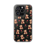 Romantic Teddy Bear Impact-Resistant Phone Case with Heart Design