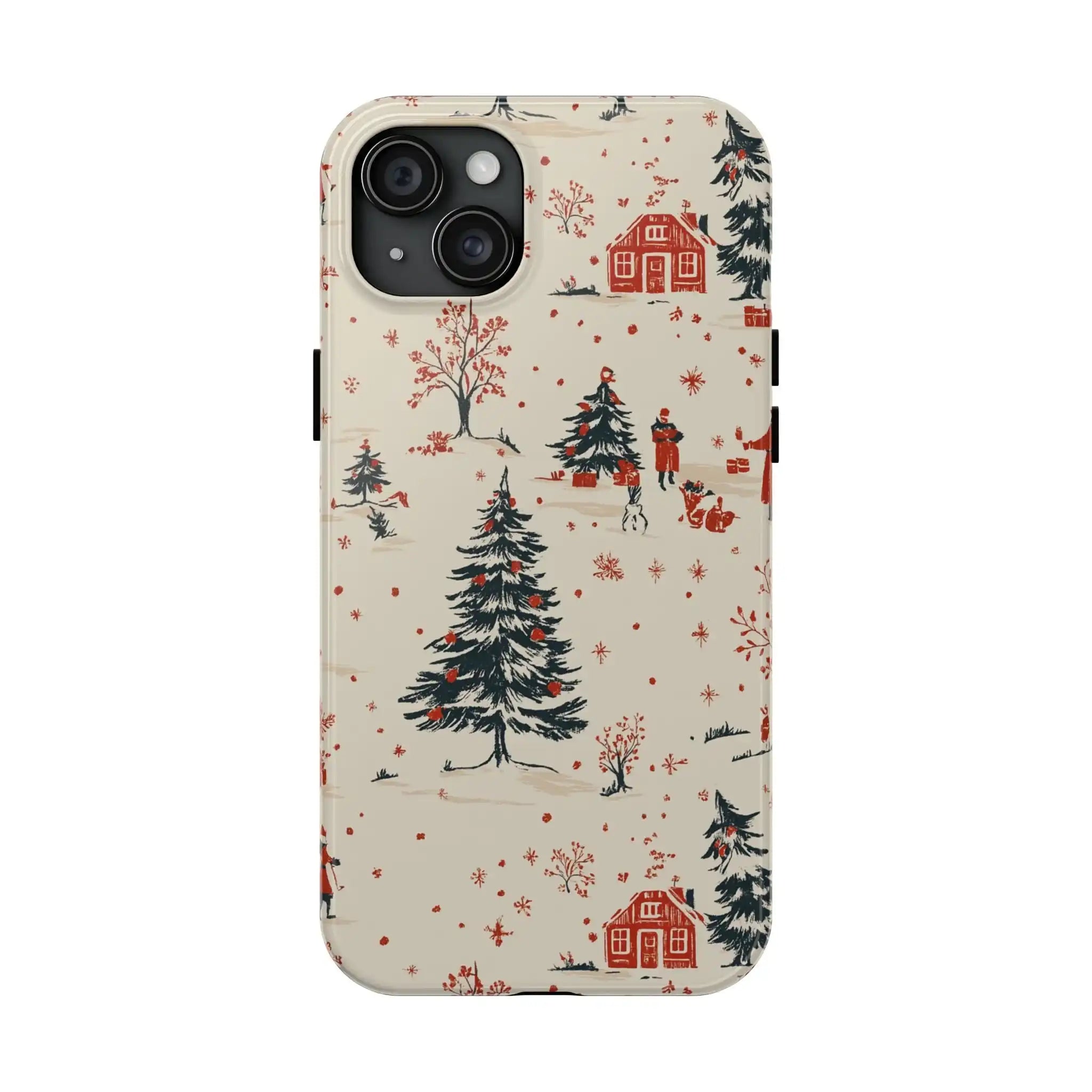 Winter Village Holiday Tough Phone Case — Vintage Holidays & Snow Scene  Shamo's iPhone 15 Plus