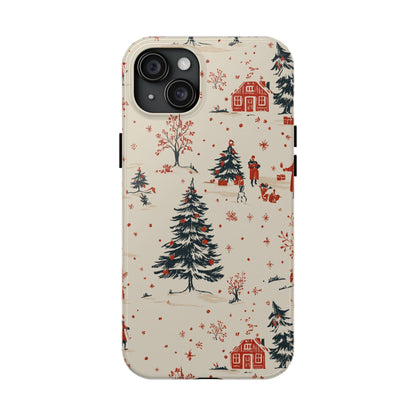 Winter Village Holiday Tough iPhone Case — Vintage Holidays & Snow Scene