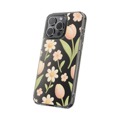 Floral Impact-Resistant Clear iPhone Case