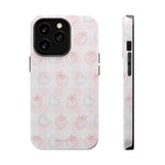 Strawberry Hearts MagSafe Compatible Phone Case | 'Paint it your way' Pink Plaid Impact-Resistant