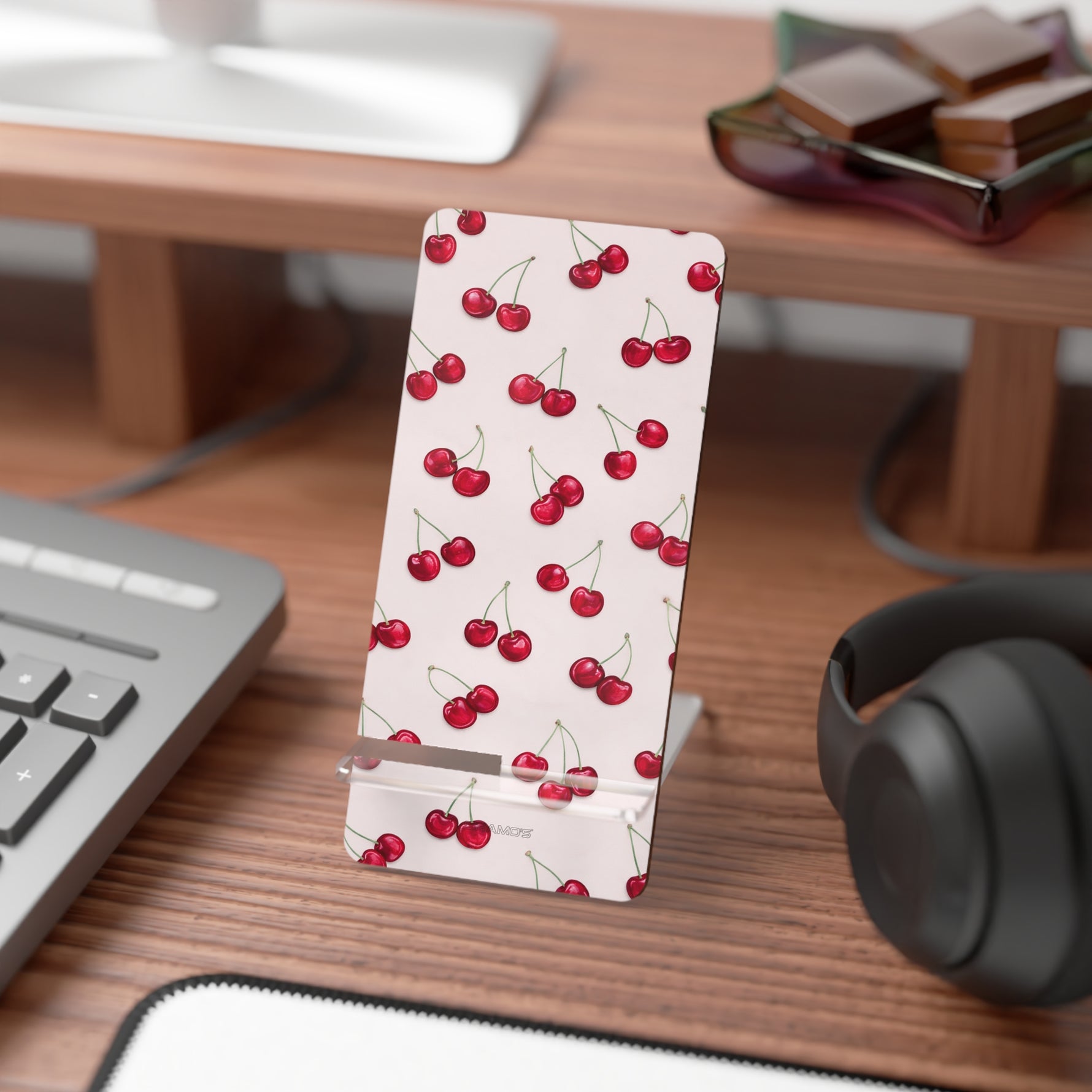 Cherry Pattern Phone Stand — Foldable Mobile Display Stand for Smartphones - 2.8" x 5.9" / Glossy - Shamo's