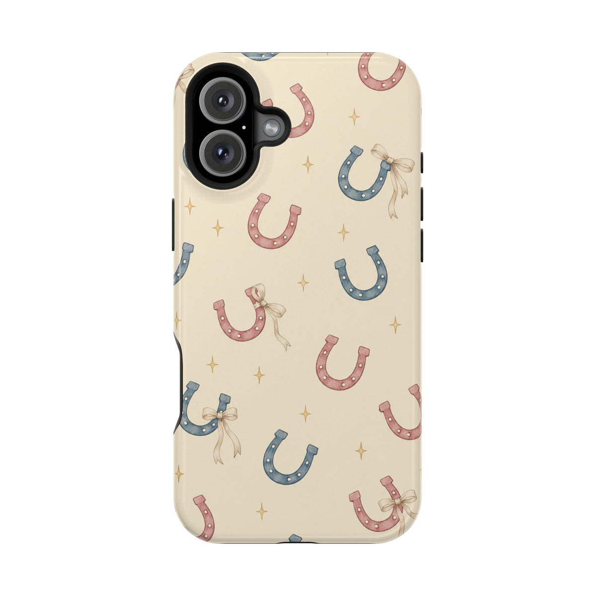 Prairie Horseshoes MagSafe Phone Case, glossy iPhone 16 Plus, rear view